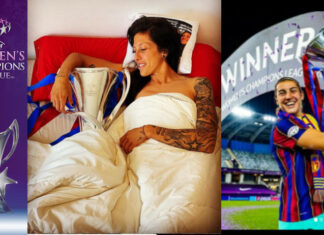 Jenni Hermoso e Patri Guijarro del Barcellona festeggiano la vittoria nella Women’s Champions League Jenni Hermoso e Patri Guijarro, Women's Champions League