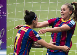 La gioia del Barcellona per la finale della Women’s Champions League Lieke Martens e Jenni Hermoso - Barcellona-PSG semifinale Women's Champions League