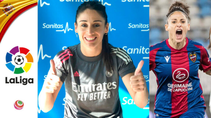 Esther Gonzalez con la maglia del Real Madrid e del Levante