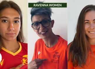 Silvia Vicenzi, Laura Capucci e Giorgia Giachetto in maglia giallorossa