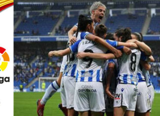 La Real Sociedad festeggiano la qualificazione alla Women’s Champions League alla Reale Arena Real Sociedad-Alaves, Reale Arena, 15 maggio 2022