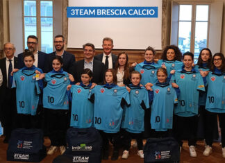 Logo Brescia-Bergamo Capitale della Cultura sulle maglie della 3Team Brescia Calcio