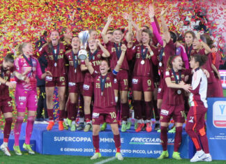 As Roma femminile vincitrice della Super Coppa Italiana, ricevuta e premiata al Campidoglio
